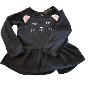 Spooked girls black cat long sleeve with ruffle size 2T
